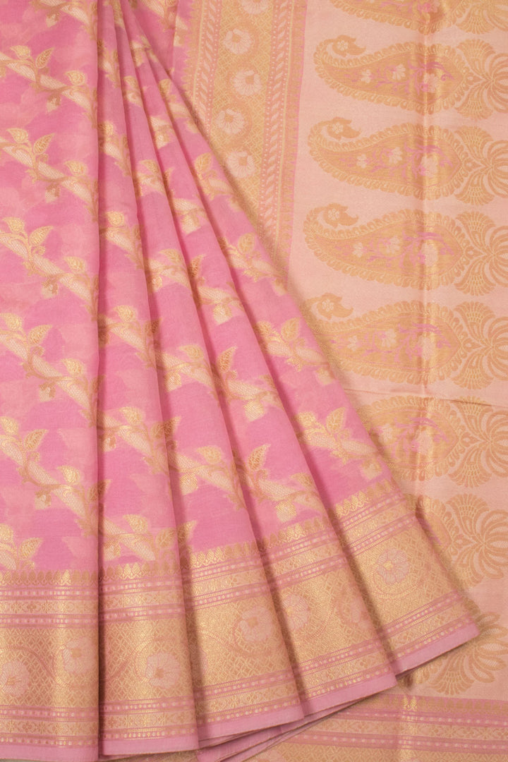 Pink Handloom Banarasi Blended Cotton Saree - Avishya