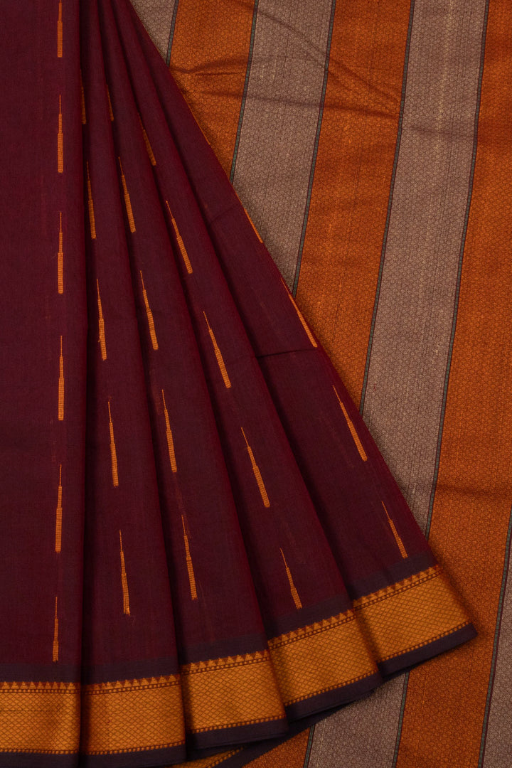 Maroon Handloom Kanchi Cotton Saree - Avishya