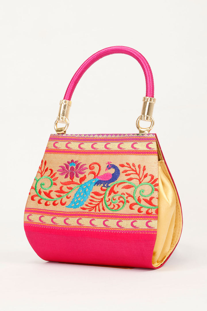 Pink Handcrafted Pathani Potli Bag - Avishya