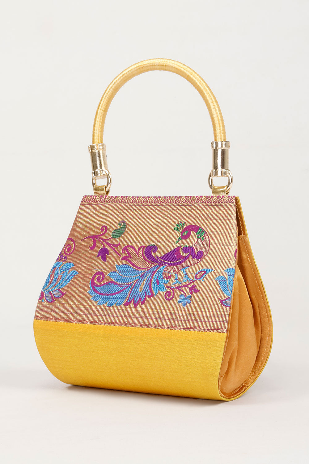 Yellow Handcrafted Paithani Potli Bag - Avishya