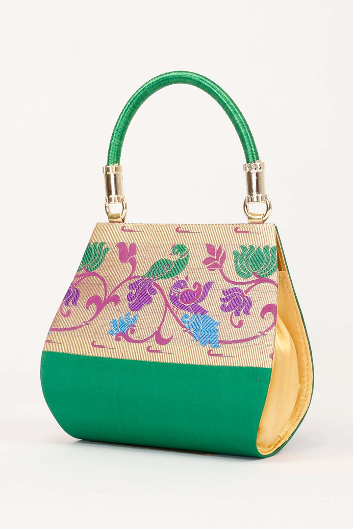 Green Handcrafted Paithani Potli Bag - Avishya