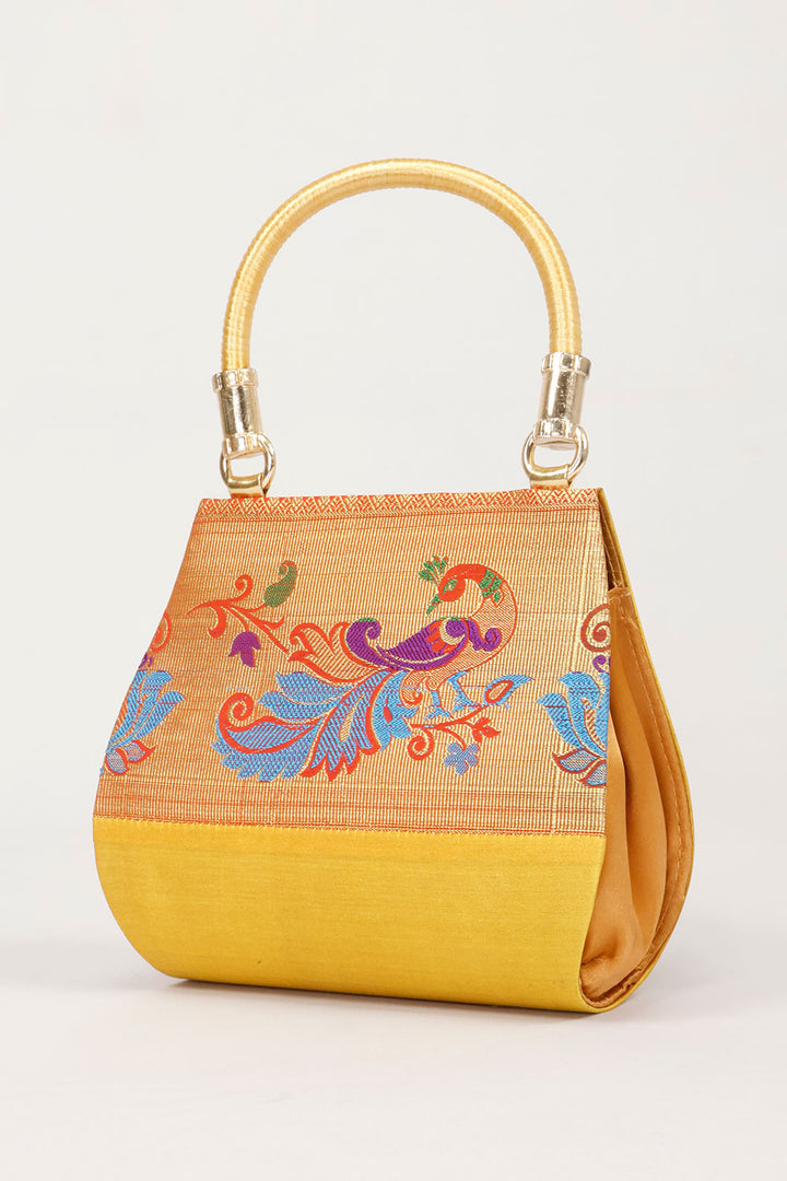 Yellow Handcrafted Paithani Potli Bag - Avishya