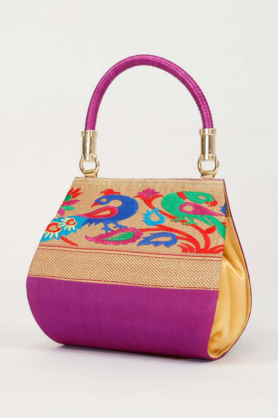 Purple Handcrafted Paithani Potli Bag - Avishya