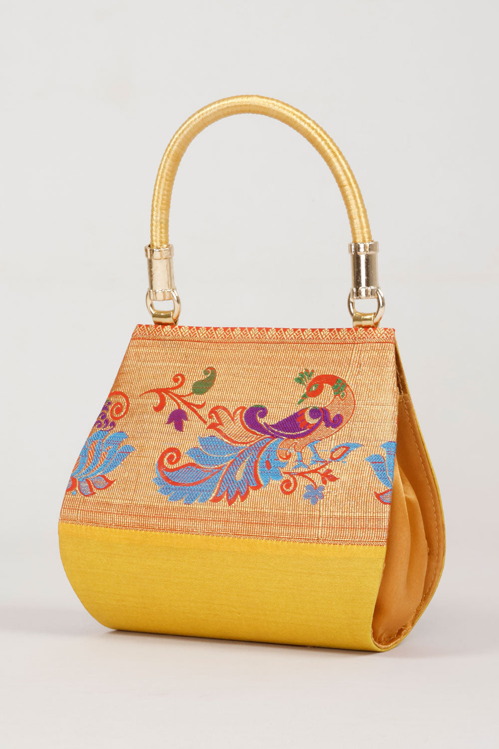 Yellow Handcrafted Paithani Potli Bag - Avishya