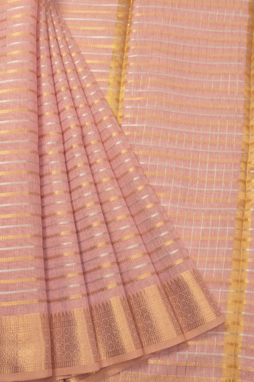 Peach Banarasi Silk Cotton Saree - Avishya