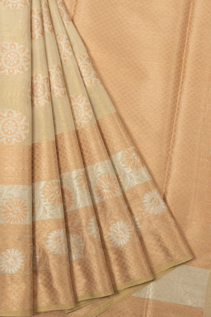 Pastel Beige Banarasi Tissue Silk Saree - Avishya