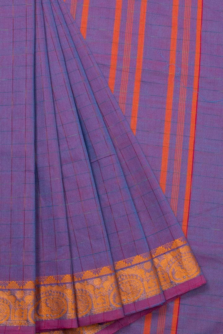 Purple Handloom Chettinad Cotton Saree - Avishya