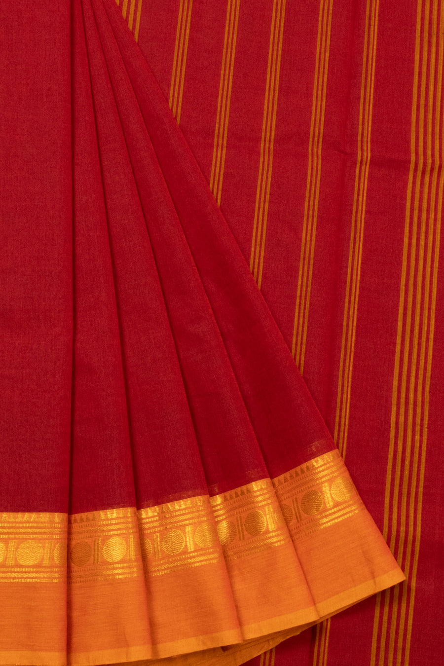 Red Handloom Chettinad Cotton Saree - Avishya