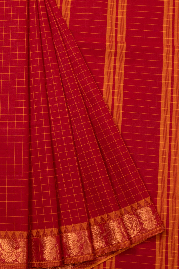 Red Handloom Chettinad Cotton Saree -Avishya