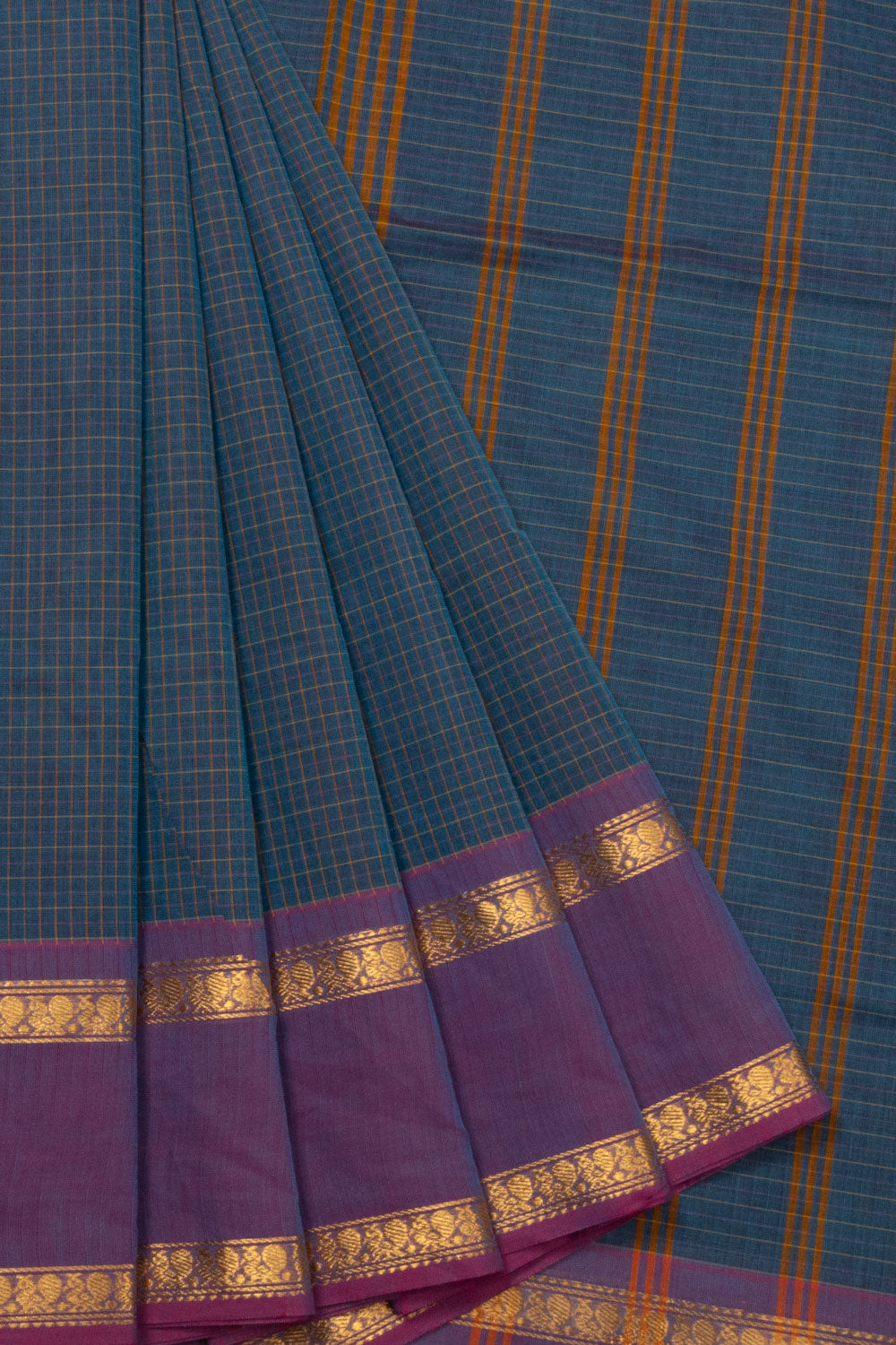 Blue Handloom Chettinad Cotton Saree - Avishya