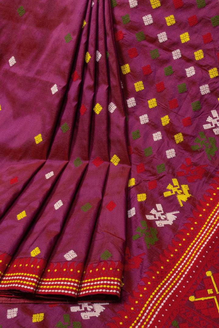 Deep Wine Handloom Assam Silk Saree - Avishya