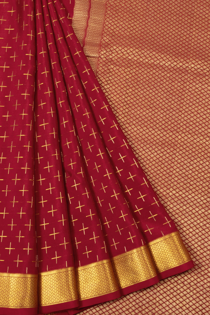 Red Mysore Crepe Silk Saree - Avishya