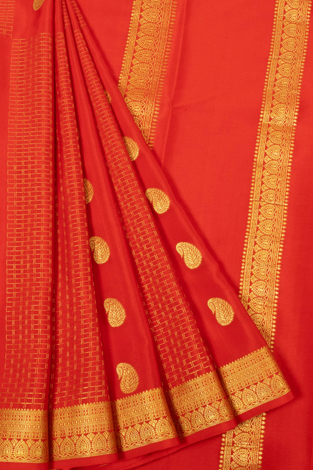 Red Mysore Crepe Silk Saree - Avishya