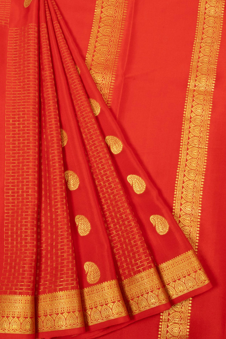 Red Mysore Crepe Silk Saree - Avishya