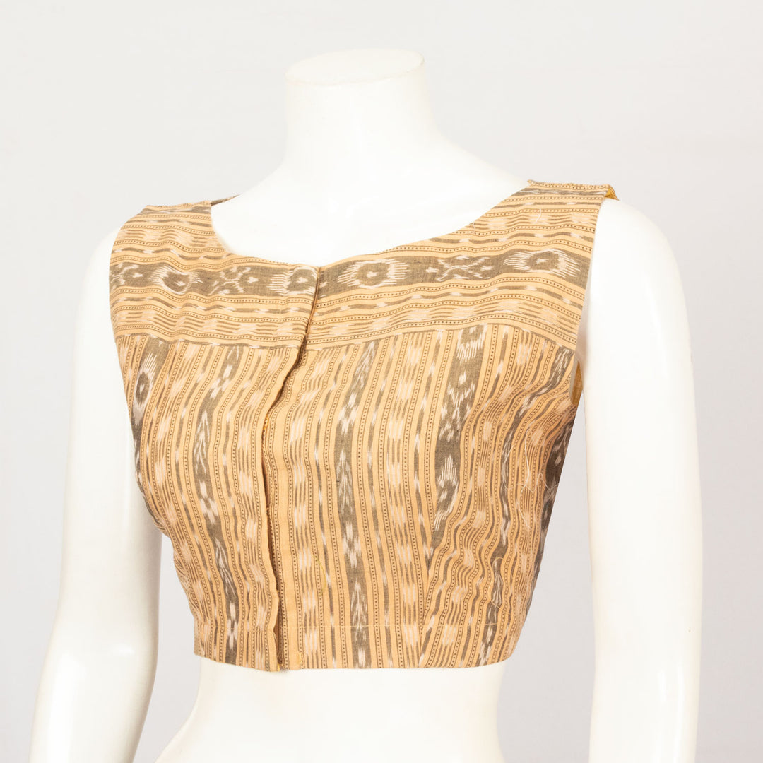 Beige Handcrafted Sleeveless Cotton Blouse - Avishya