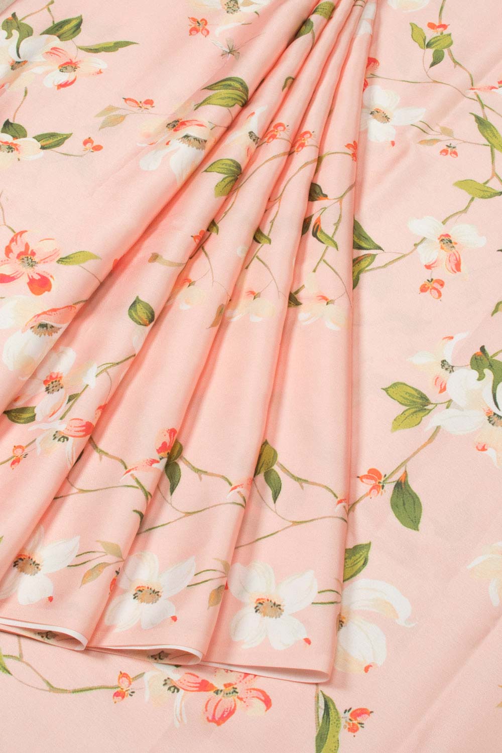 Peach Digital Printed Charmeuse Silk Saree - Avishya 