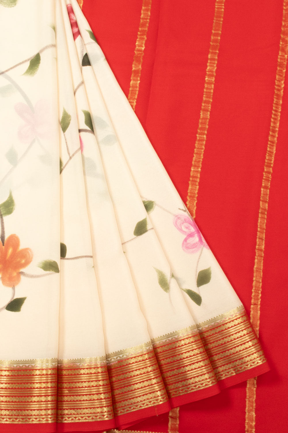 Buy Wonderful Pure Mysore silk saree-White-SSSB152-MV-Chiffon Crepe at  Amazon.in