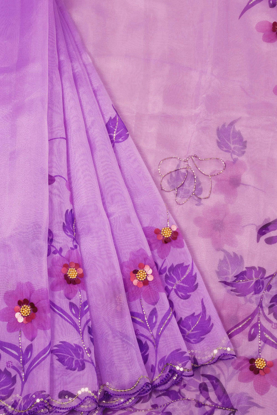 Lavender Khatli Work Organza Saree | Avishya