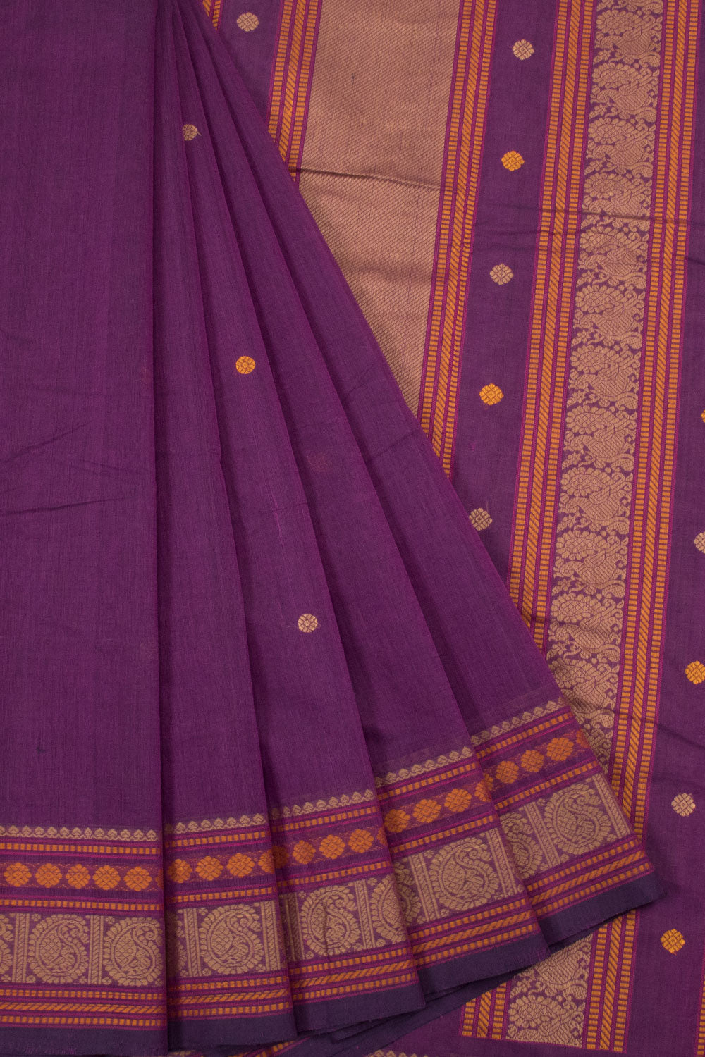 Violet Handwoven Kanchi Cotton Saree - Avishya