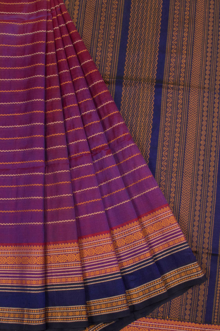 Violet Handloom Kanchi Silk Cotton Saree - Avishya