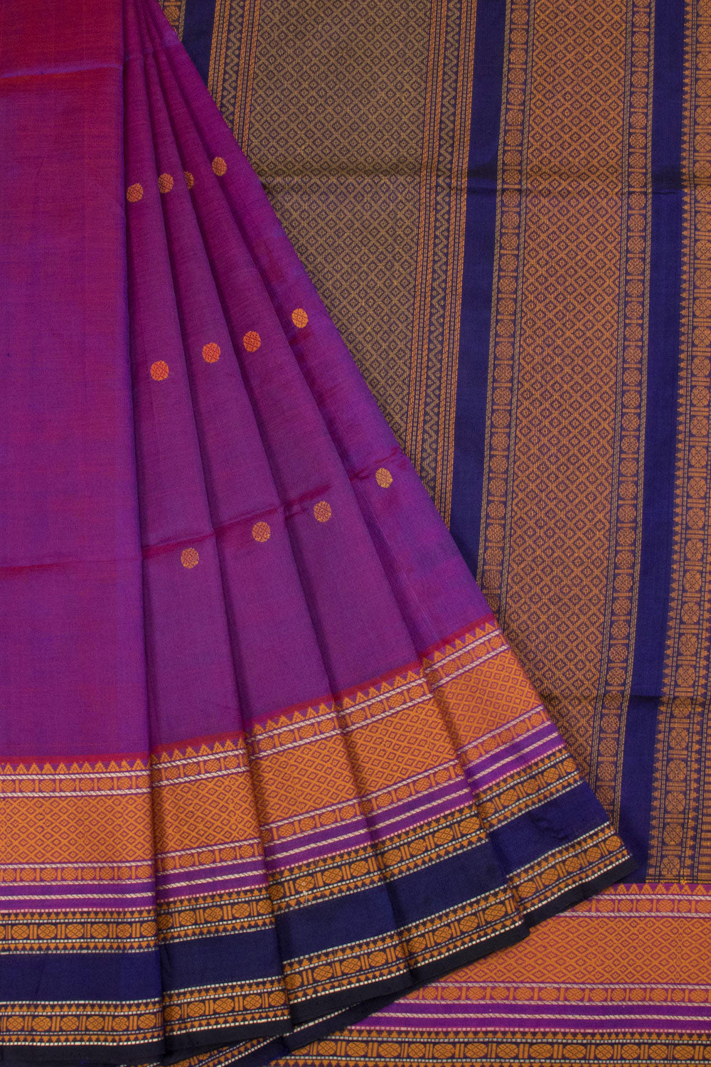 Violet Handloom Kanchi Silk Cotton Saree - Avishya