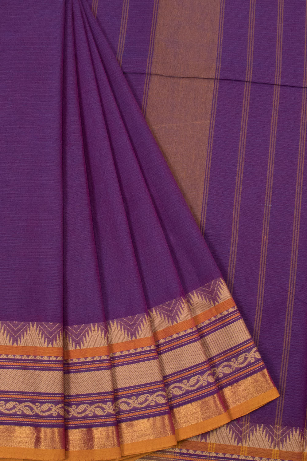 Purple Handwoven Kanchi Cotton Saree - Avishya