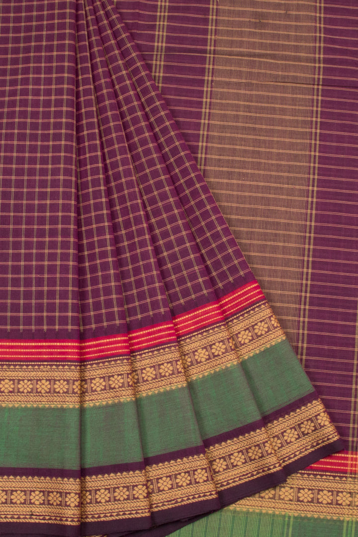 Purple Handwoven Kanchi Cotton Saree - Avishya