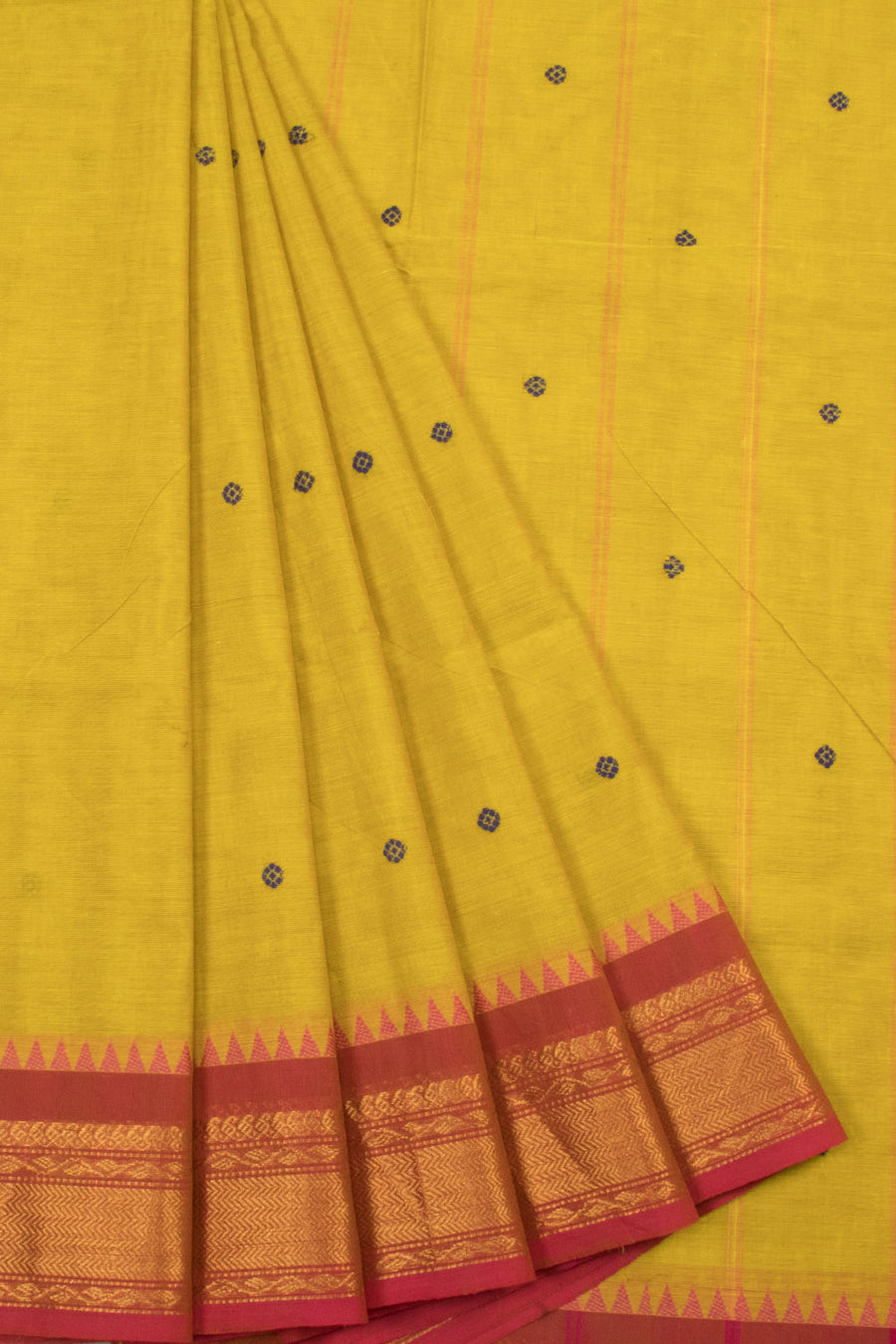 Yellow Handwoven Kanchi Cotton Saree-Avishya