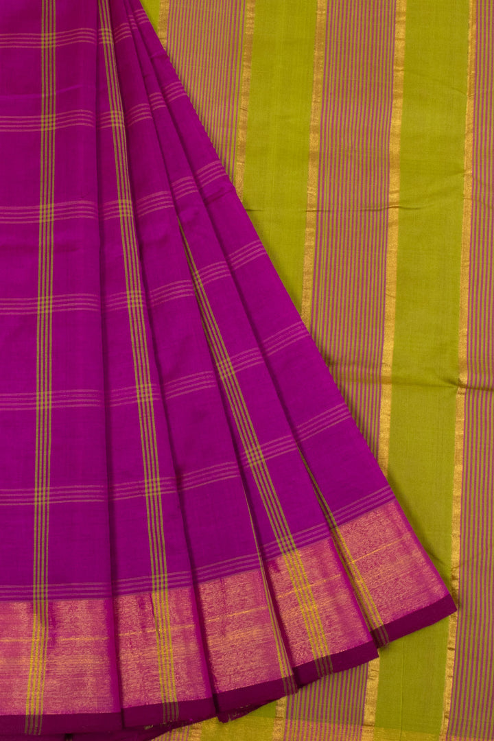 Violet Handloom Kanchi Silk Cotton Saree-Avishya