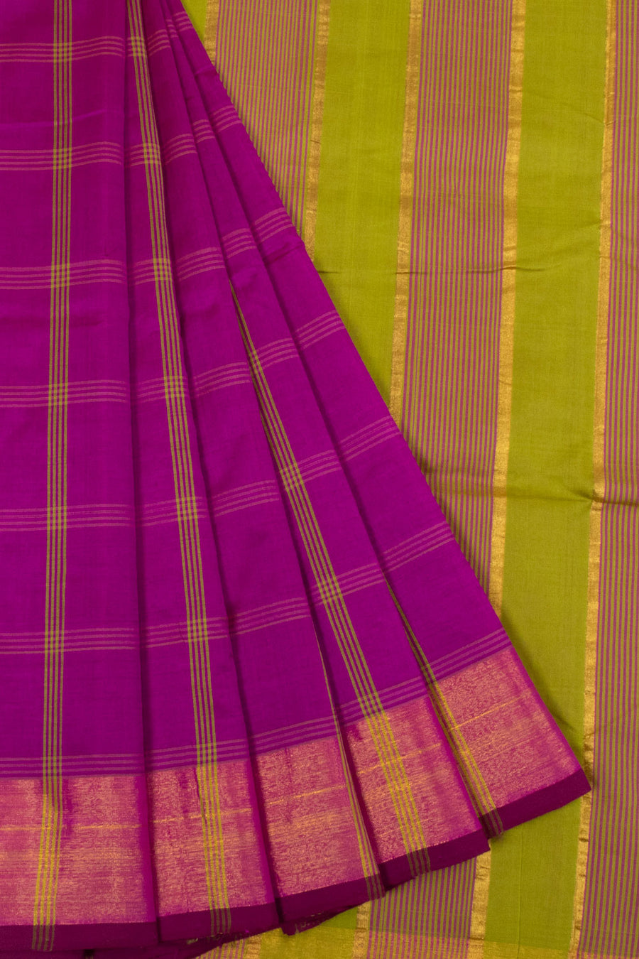 Violet Handloom Kanchi Silk Cotton Saree-Avishya