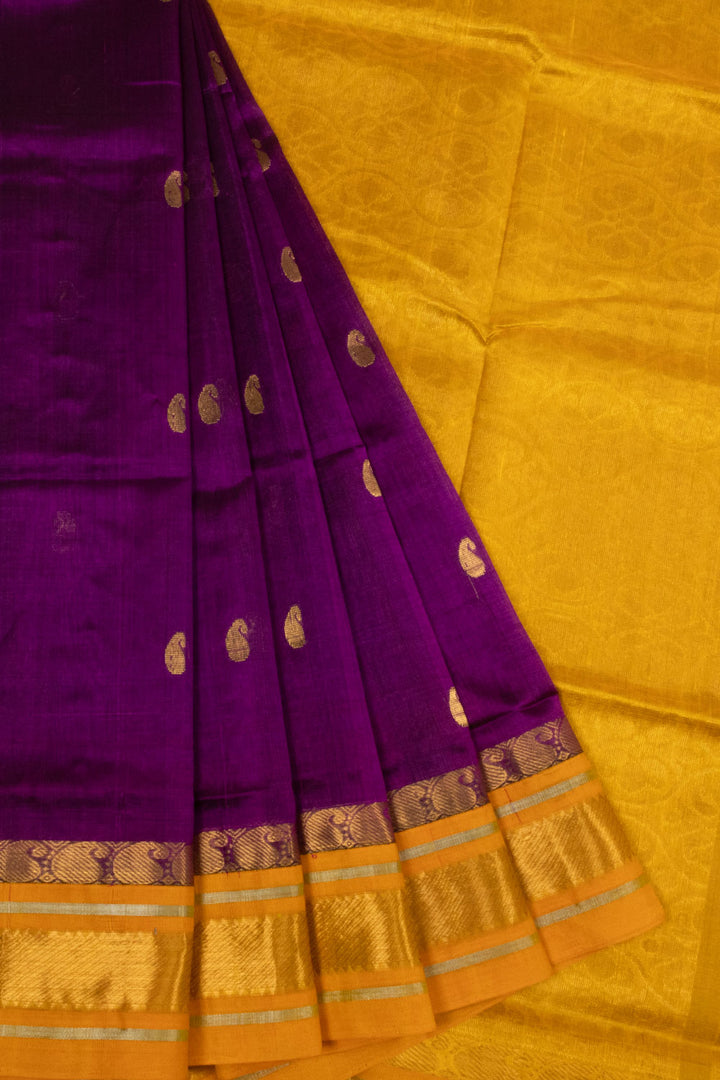 Purple Handloom Kanchi Silk Cotton Saree -Avishya