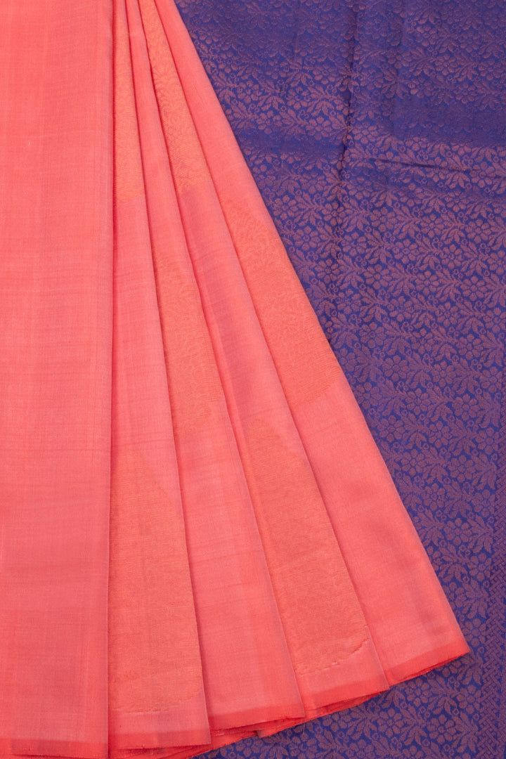 Peach Handloom Kanjivaram Soft Silk Saree  - Avishya