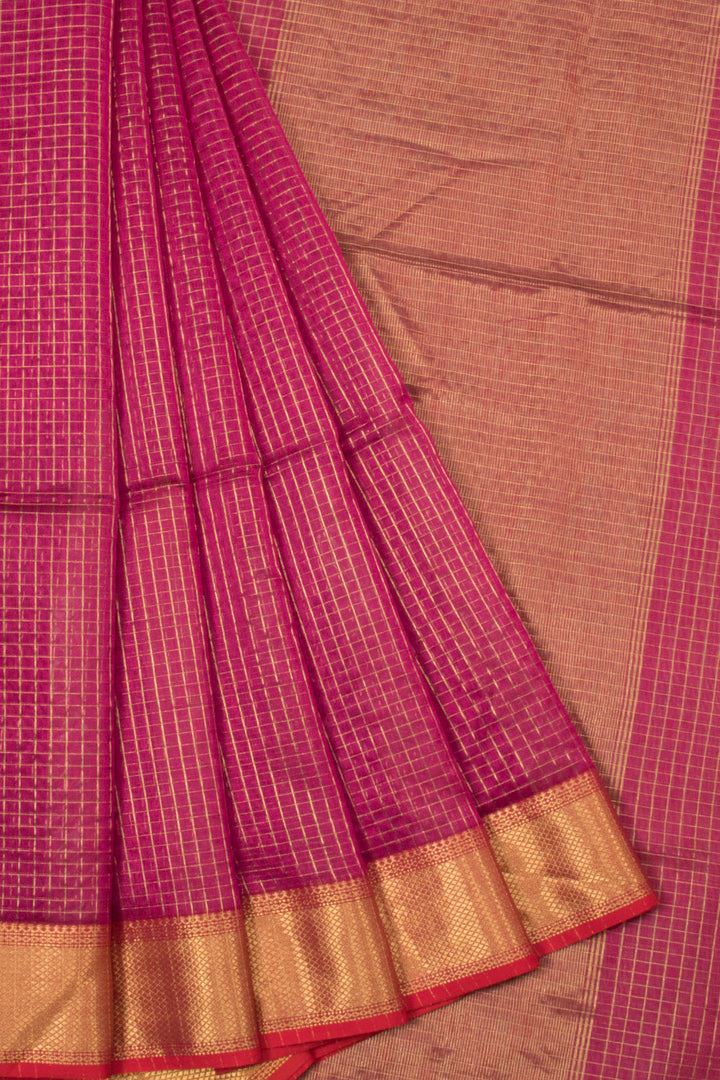 Purple Handloom Maheshwari Silk Cotton Saree - Avishya 