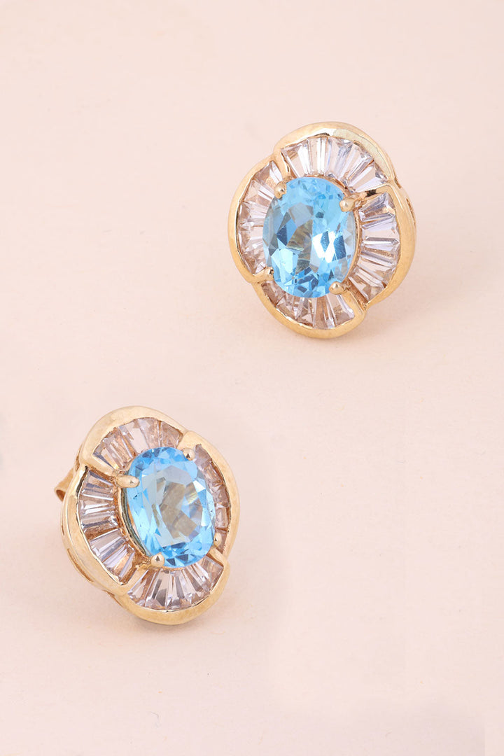 Swiss Blue And White Topaz Sterling Silver Stud Earring 10067041