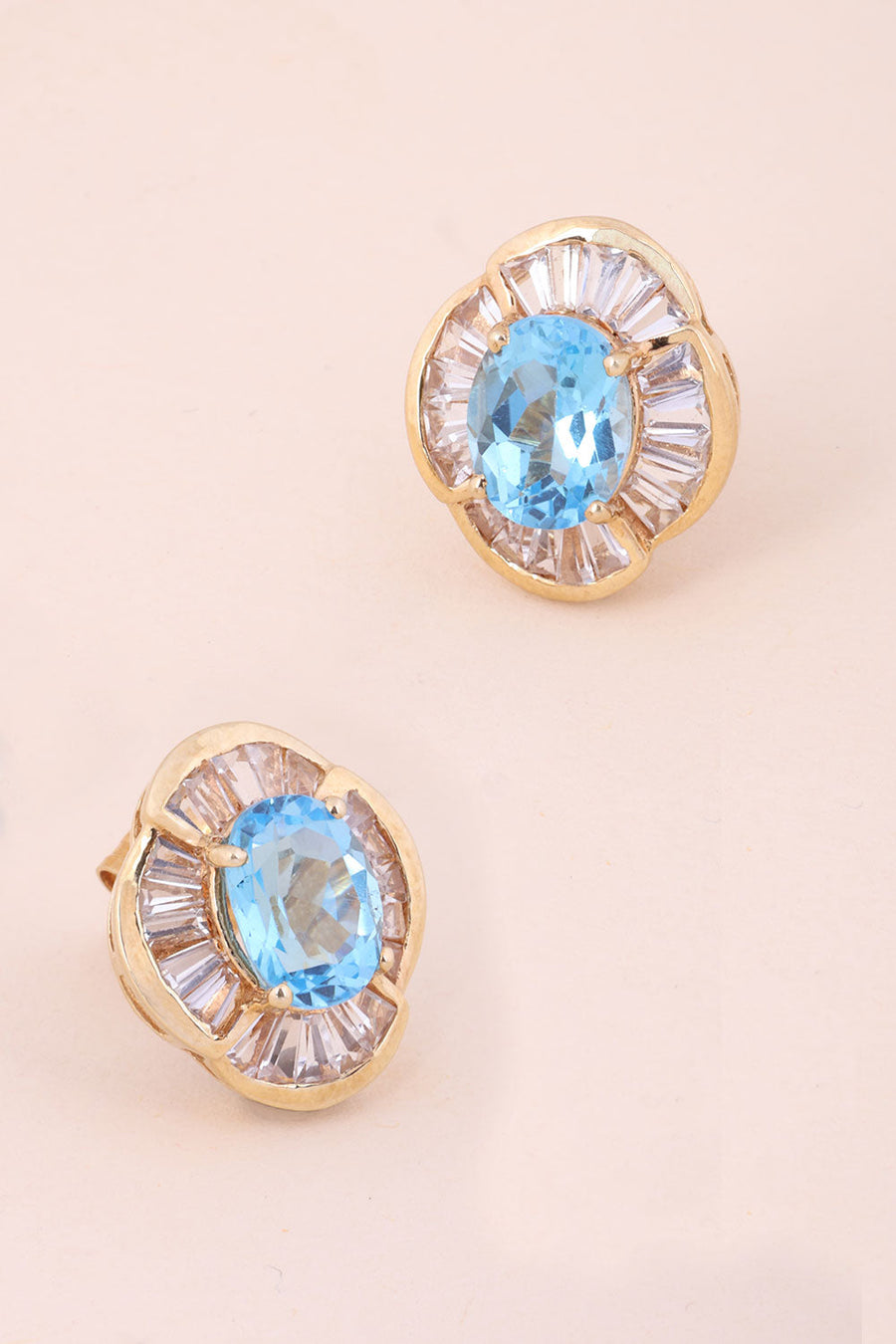 Swiss Blue And White Topaz Sterling Silver Stud Earring 10067041