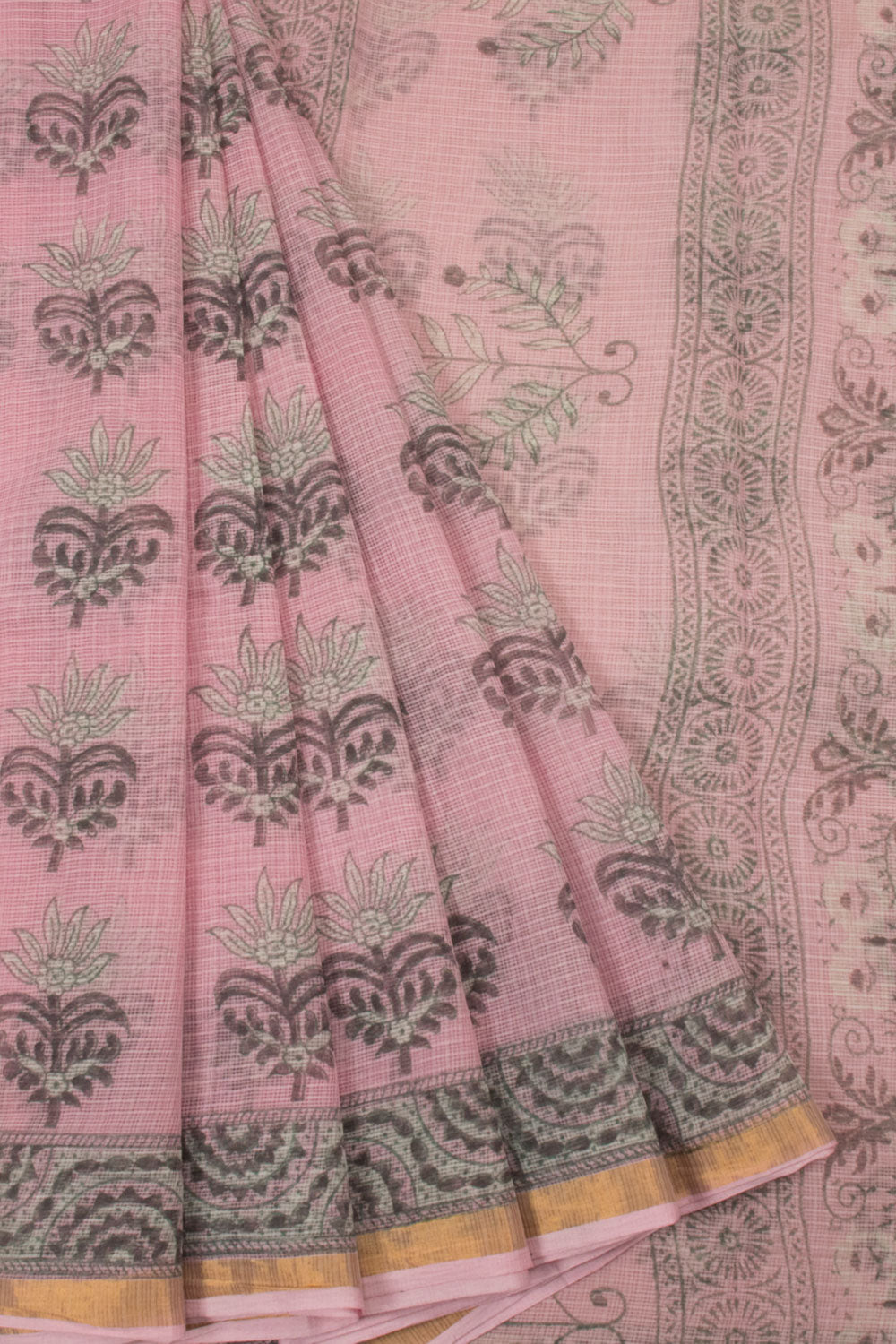 Pink Vanaspathi Hand block Printed Kota Cotton saree - Avishya