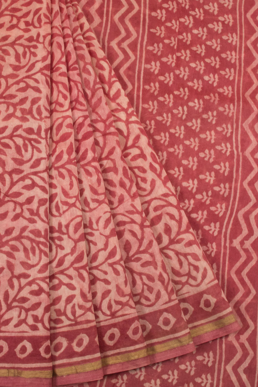 Maroon  Vanaspathi Hand block Printed Silk Cotton Saree  - Avishya