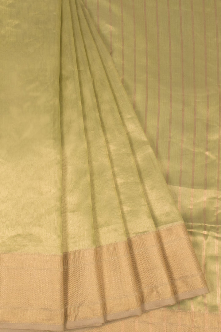 Pastel Green Handloom Maheshwari Tissue Silk Saree 10067495