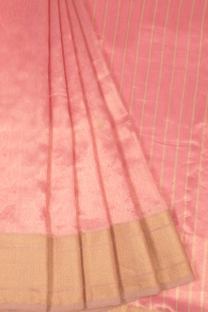 Pink Handloom Maheshwari Tissue Silk Saree 10067499