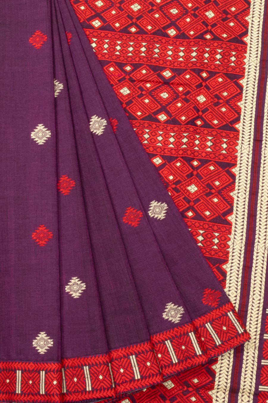 Violet Handloom Assam Cotton Saree - Avishya