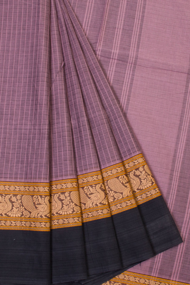 Pink Handwoven Kanchi Cotton Saree  - Avishya