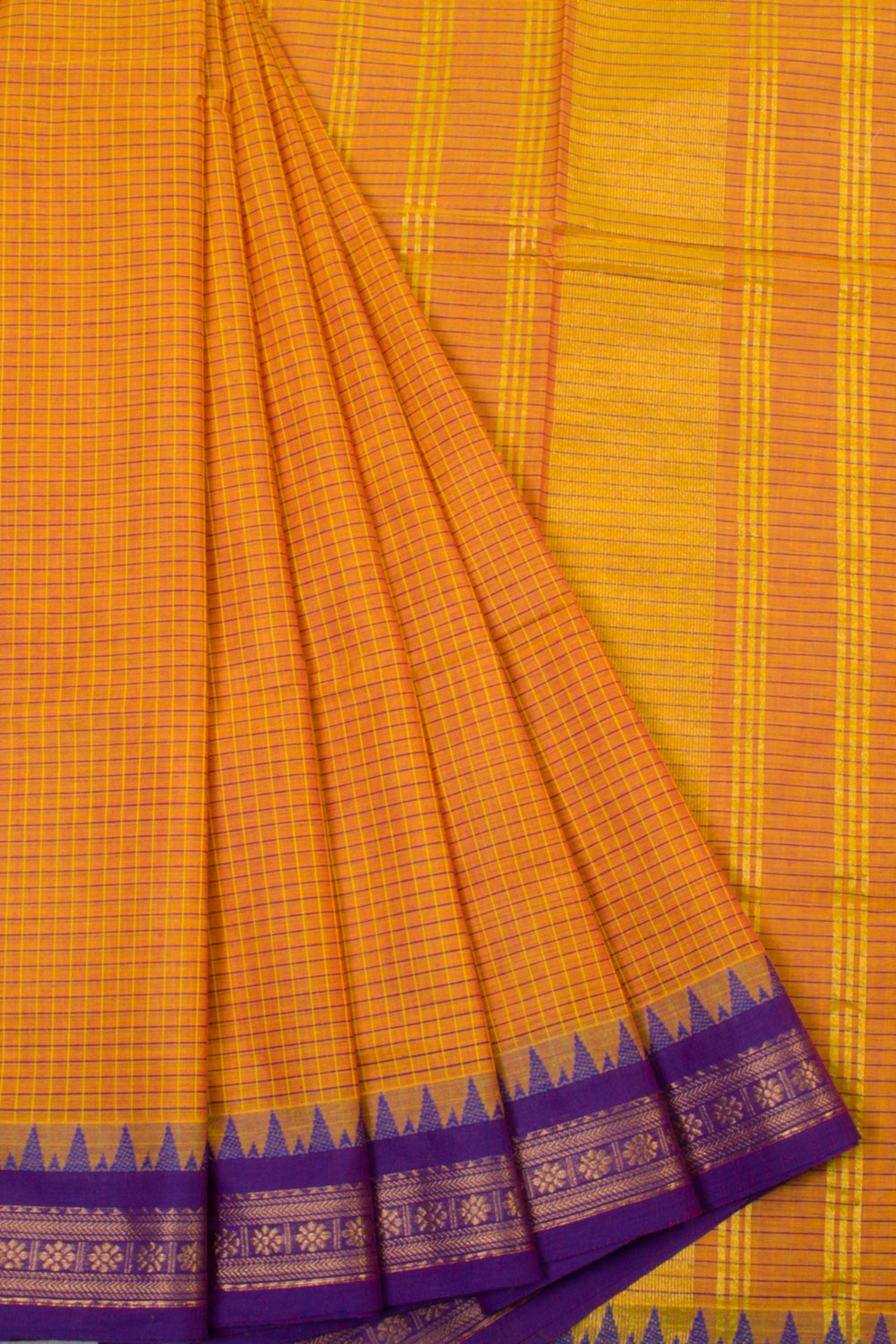 Yellow Handwoven Kanchi Cotton Saree - Avishya