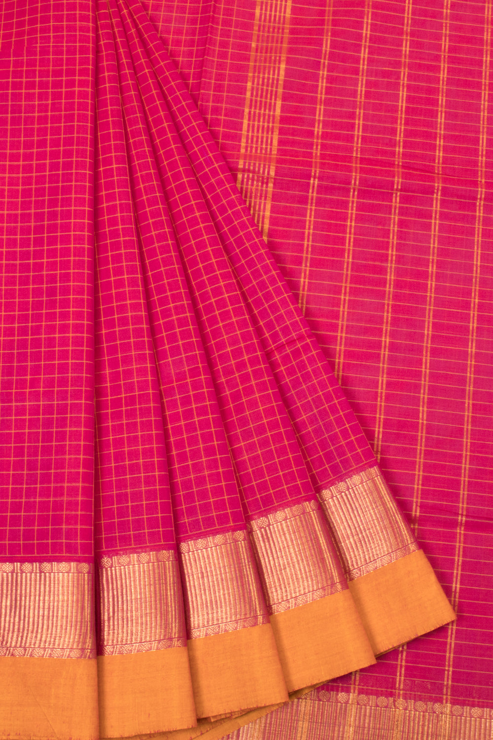 Red Handwoven Kanchi Cotton Saree  - Avishya