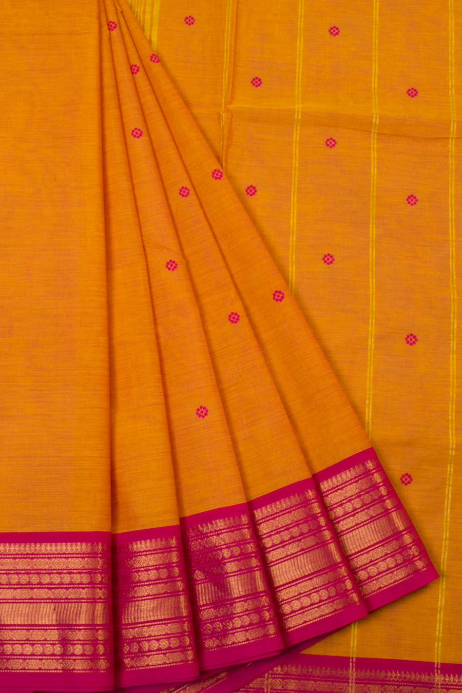 Yellow Handwoven Kanchi Cotton Saree - Avishya 