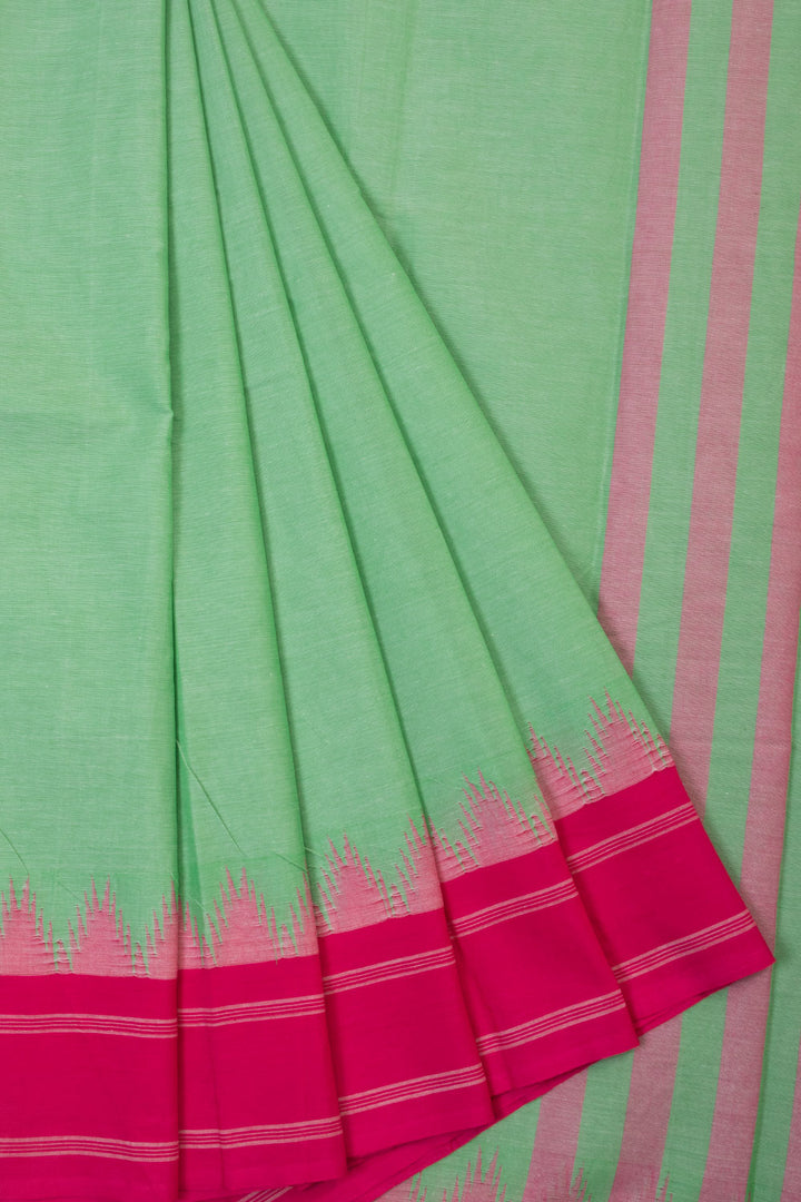 Pistachio Handwoven Kanchi Cotton Saree - Avishya