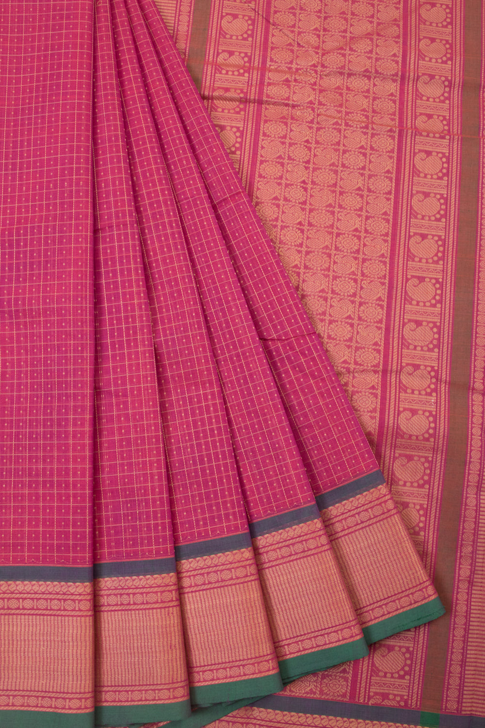 Ruby Red Handwoven Kanchi Cotton Saree  - Avishya