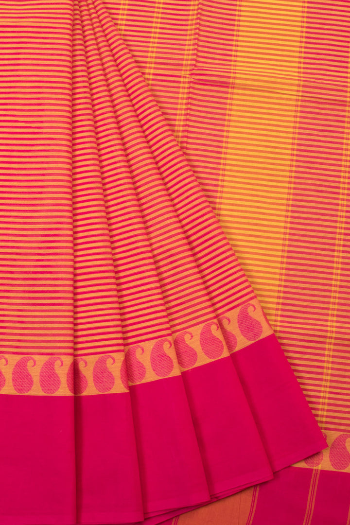 Red Handwoven Kanchi Cotton Saree  - Avishya