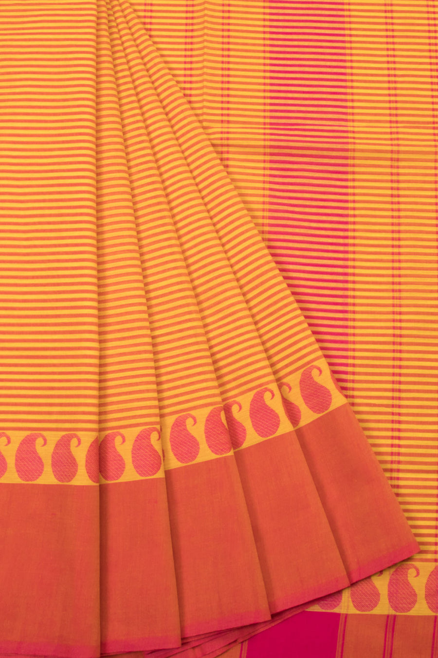 Yellow Handwoven Kanchi Cotton Saree - Avishya