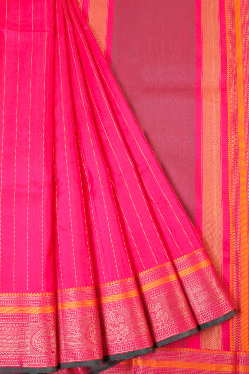 Pink Threadwork Handloom Kanjivaram Silk Saree - Avishya