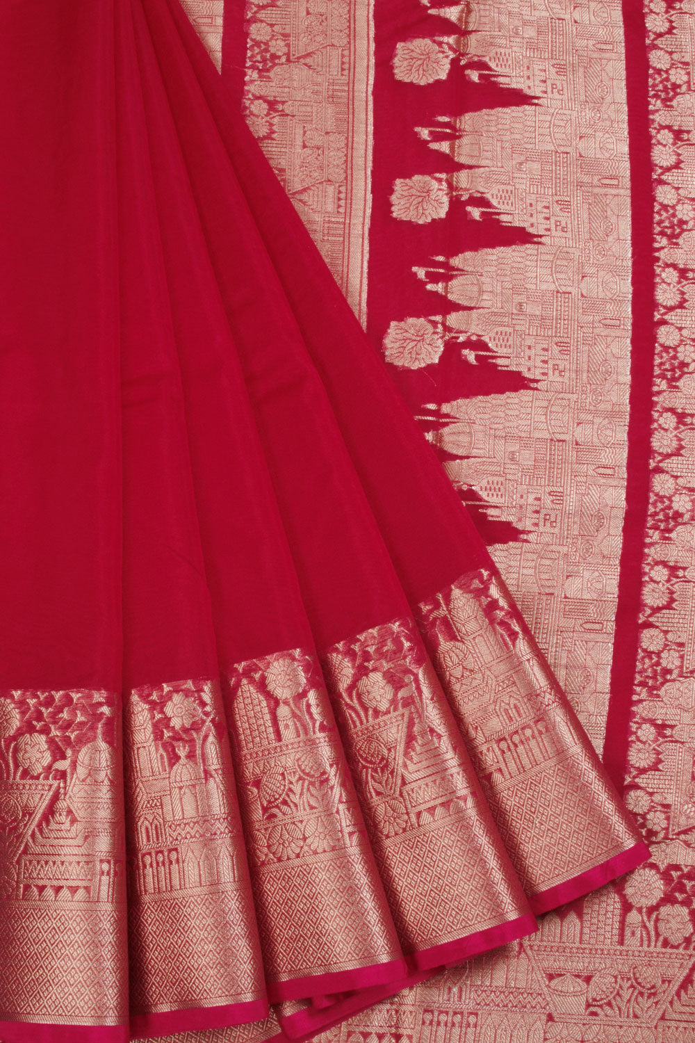 Red Handloom Banarasi Organza Ghat Tissue Saree 10067877